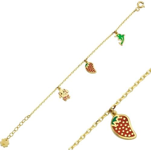 14K (585) Gold Enamel Unisex Child Bracelet