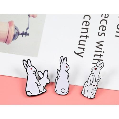 3pcs/set Funny Rabbits Brooches for Women Cartoon Evil Bunny Enamel Pins Cute Animal Jewelry Denim Jackets Collar Badge Pin Icon