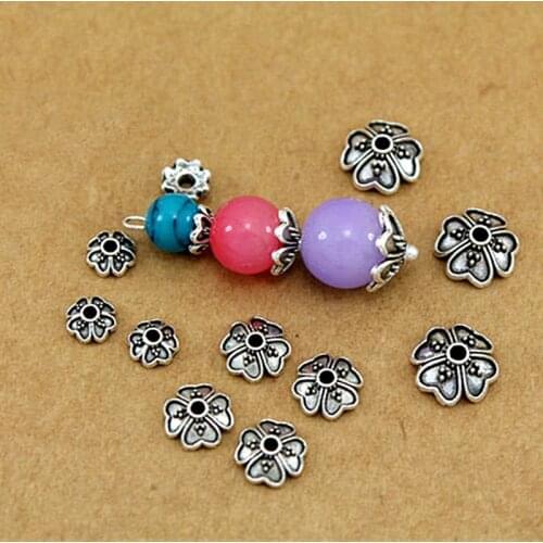 30Pcs/Pack Tibetan Style Alloy Flower Petal Bead Caps Beads Spacers For Jewelry Makings