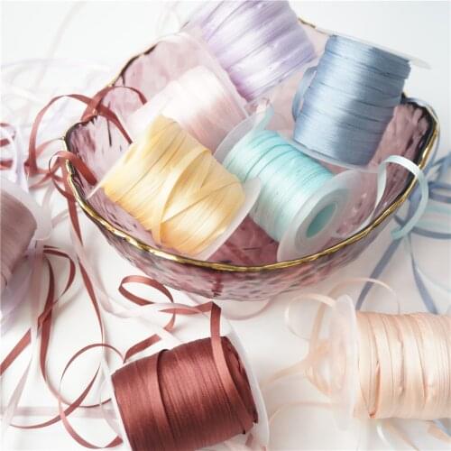 4mm Width 30 Solid Colors Ins Style 100% Pure Silk Embroidery Ribbon Thin Taffeta Silk Edge Ribbon Anya Ribbon Handcraft