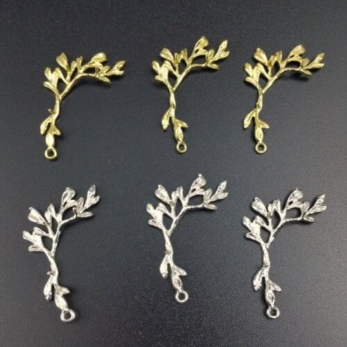 4pcs/lot 40mm brass silver branch for earring Hand chain brooch accessories Jewelry DIY Components handmade