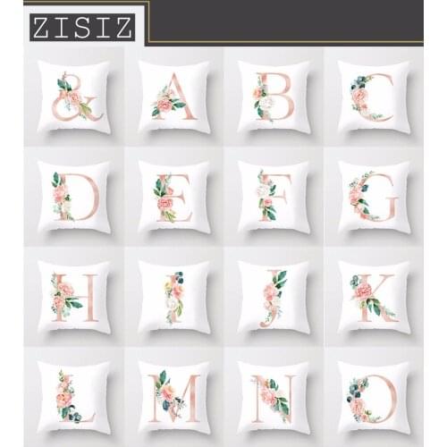 45x45cm Kids Room Decoration Letter Pillow English Alphabet Polyester Cushion Cover for Sofa Home Decoration Flower Pillowcase