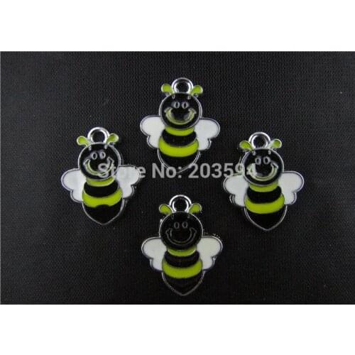 AE250 20Pcs Mix Color Alloy metal Enamel Bee Charms Pendants 24x18mm