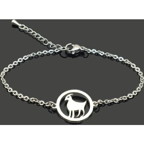 Goat Stainless Steel Charm Chain Bracelet Stainless Steel Goat Pendant Chain Bracelet For Women Girls