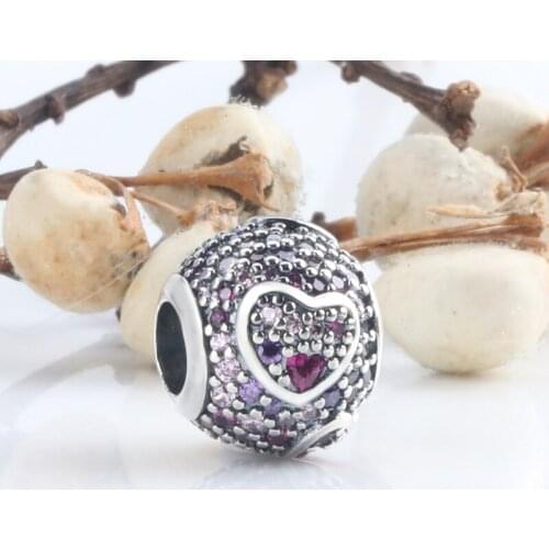 DoDoFly Authentic 925 silver Valentines Day prefers zircon beads Fit Original Charms Bracelet Necklace DIY Jewelry Making