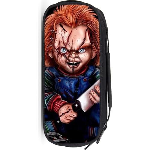 Horror Movie Childs Play Chucky Boys Girls Cartoon Pencil Case Bag School Pouches Children Student Pen Bag Kids Purse Wallet