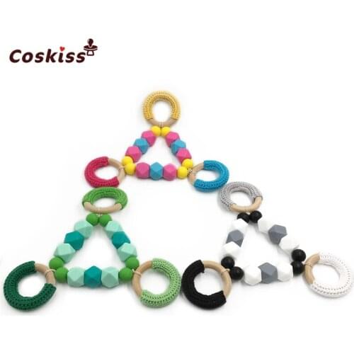 Silicone Teether Toy Wood Teether Choose Color Personalized Chewing Sensory Toy Montessori Inspired Waldorf Baby/Mom Shower Gift