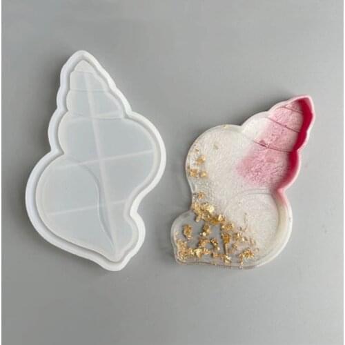 Mirror Seashell series dripping mold, DIY spiral shell dish pad silicone mold, chocolate cake decoration accessories