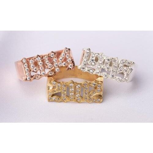 Personalized Hip Hop Ring With Tone Custom Date Stainless Steel Glod Letter Unisex Accessories Charm Jewelry Gift For Men/Women