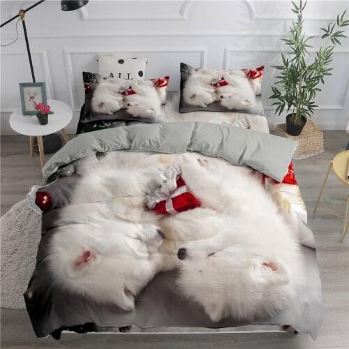 Cute Pet Dog Bedding Set Queen 3D Printed Comforter Duvet Cover Bedclothes 2/3pcs Home Textiles Luxury housse couette 200x200