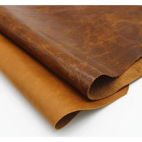 Brown Plain Weave Retro Waxed Leather Top Layer Cowhide Leather Leather Art European Sofa Seat Headboard Leather