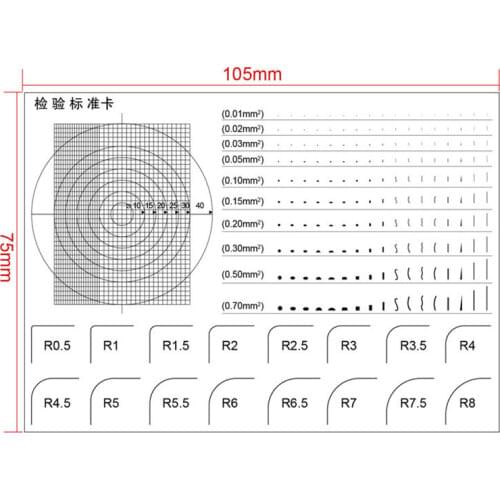 Round Corner R Corner Radius Point Line Gauge Area Measurement Film Ruler Calibration Slide Transparent PET Stain Card