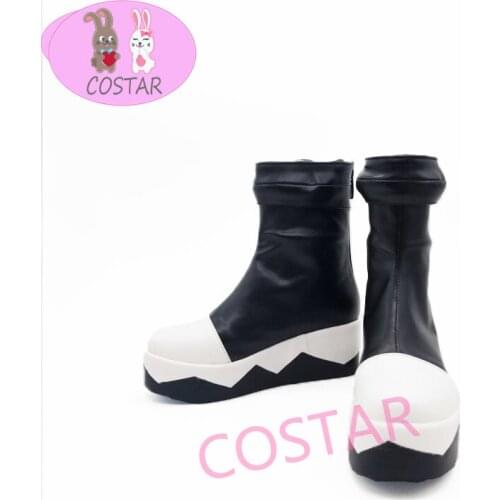 Aotu World Ray cosplay shoes boots flat black and white role play pu leather halloween yong Ray anime cosplay shoes