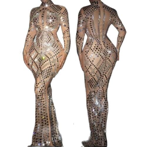 Fashion Shiny Sequined Women Long Dress Half High Collar Longsleeve Tight Stretch Dress Evening Prom Outfit Nightclub Costumes