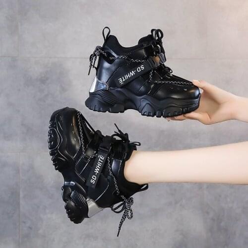 2020 Fashion Women High Platform Boots 10CM High Heel Women Thick Sole Sneakers Autumn Breathable Ankle Boots Chunky Boot