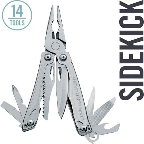 LEATHERMAN - Sidekick Pocket Size Multitool with Spring-Action Pliers and Saw, Stainless Steel with Nylon Sheath