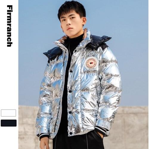 New Men Winter Shiny Silver&Black Hip Hop Casual Warm Thick Canada Jacket Coat Outwear Windproof hooded Snow Parkas Jacket boys