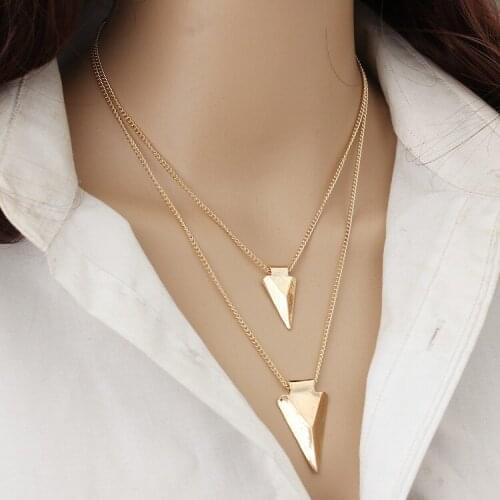 Necklace Chain Wholesale Fashion Temperament Wild Geometric Simplicity Multi - Layer Triangle Necklace Clothing Accessories