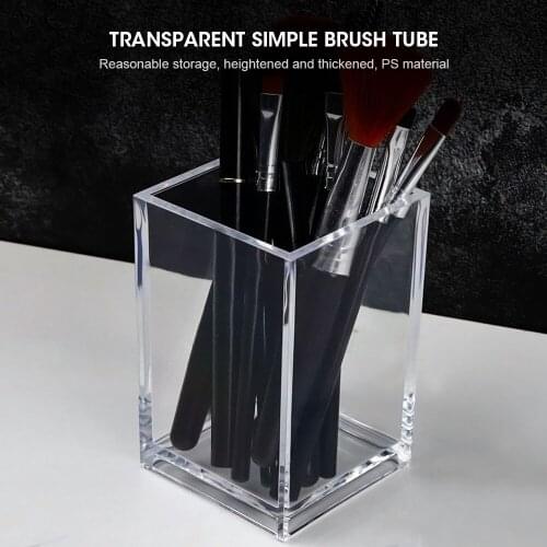 Transparent Makeup Storage Organizer Brush for Cosmetics Plastic Pen Holder Desk Table Cosmetic Storage Acrylic Container Box