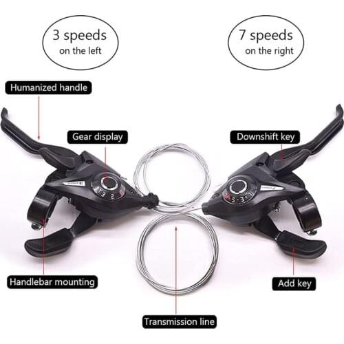 3x7 21 Speed Bicycle Shifter Brake Lever MTB Cycling Derailleur Handle Mountain Bike Shifter With Shift Cable