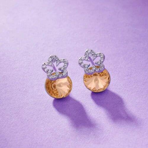 11.11 Sale New Animal Design Stud Earings made with Austrian Crystal for Girls Party Fashion Fox Shape Earrings Christmas Gift