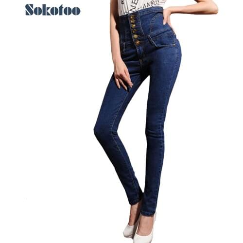 Женские зауженные джинсы SOKOTOO China At AliExpress