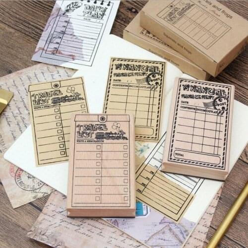 1pcs Vintage Retro Plan Template Wooden Stamp Blank Paper for DIY Scrapbooking/photo Album Craft Decoration Stamps Stationery