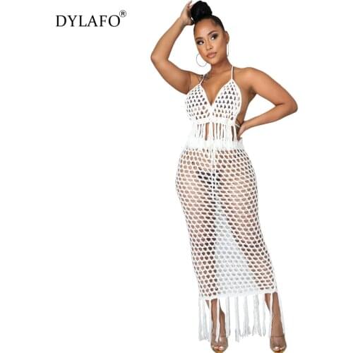 Knitted Hollowed-out Beach Vest and Skirt Two Pieces Suit Swimsuit Cover Up Clothing Summer 2 Pieces Suit For Women Swim Wear