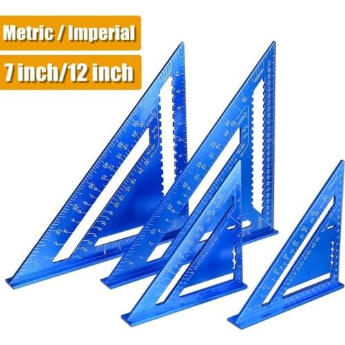Angle Ruler 7/12 inch Metric Aluminum Alloy Triangular Measuring Ruler Woodwork Speed Square Triangle Angle Protractor