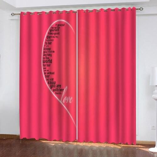 Custom pink heart curtains wedding curtain 3D Window Curtains For Living Room Bedroom Customized size