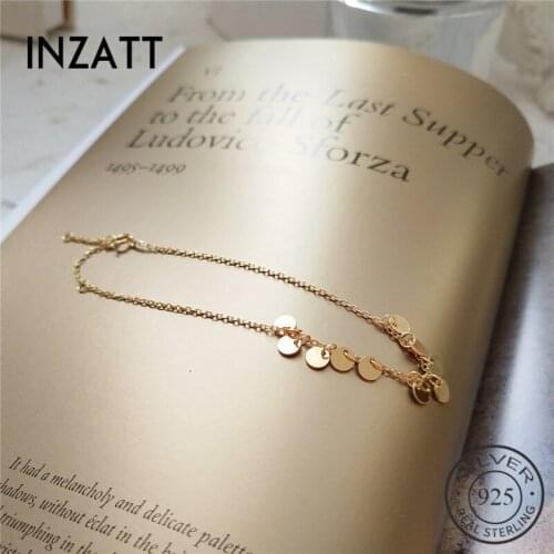 INZATT Real 925 Sterling Silver MInimalist Round Bracelet For Charming Women Party Classic Fine Jewelry Cute Accessories Gift
