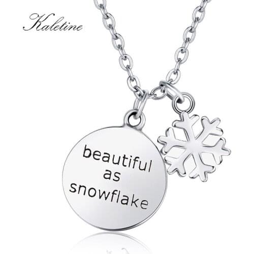 KALETINE Authentic 925 Sterling Silver Letter Necklace Beautiful As Snowflake Charm Pendants Women Personalized Necklace Jewelry