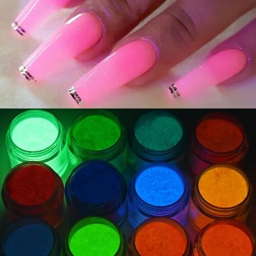 10ML Luminous acrylic dipping glow powder neon colors system glow in the dark acrylic nail dust For Carving Extension GQ-235378