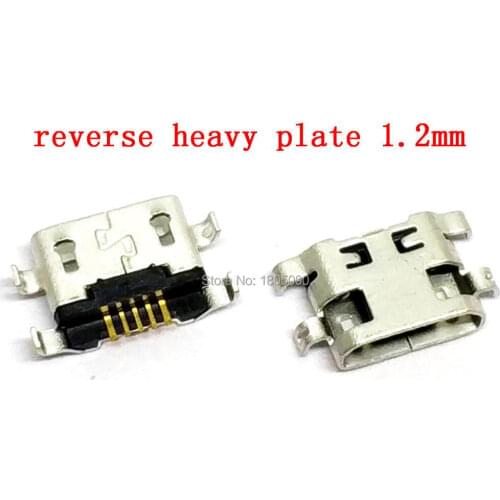 10pcs Micro USB Connector 5pin reverse heavy plate 1.2mm Flat mouth without curling side Female For Mobile Phone Mini USB jack