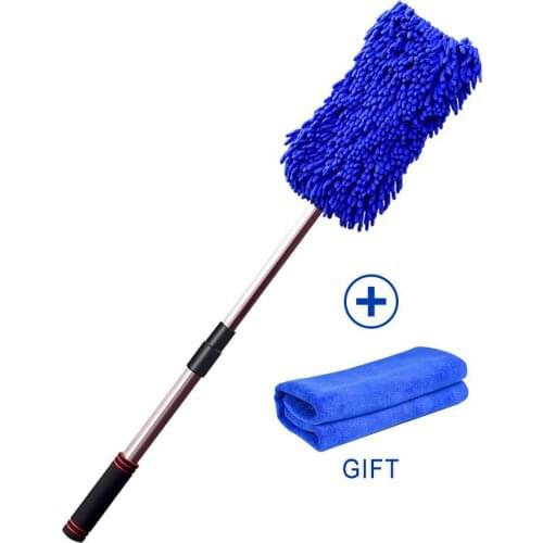 2-in-1 Long Durable Car Wash Brush Chenille Microfiber Wash Mop 360 Wet Mop Telescopic Multi-function Brush Car Cleaning Tool
