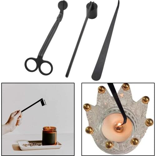 3Pcs Black Candle Wick Trimmer Snuffer Dipper Oil Lamp Extinguish Tools Kit