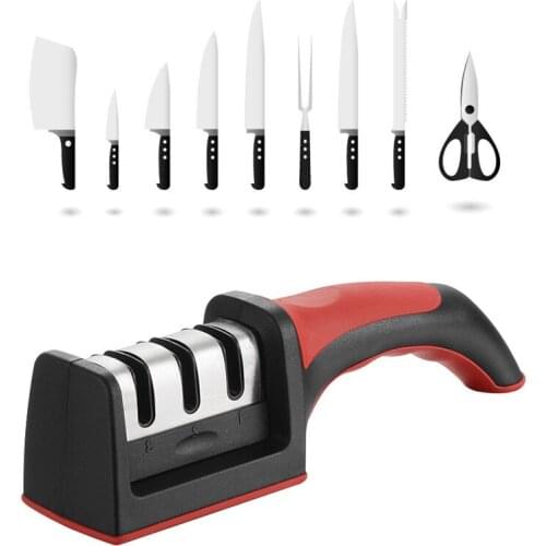 3-Stage Knife Sharpener professional with 1 More Replace Sharpener Manual Kitchen Knife Sharpening Tool for All Knives