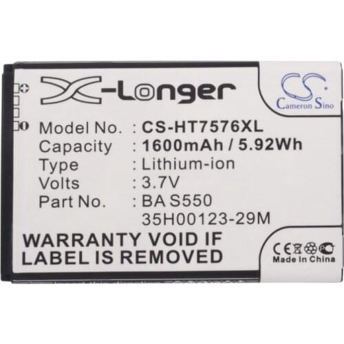 Cameron Sino 1600mAh battery for HTC 7 Pro T7576 35H00123-29M BA S550 Mobile, SmartPhone Battery