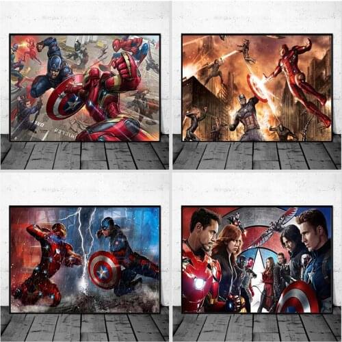 Avengers Marvel Superhero 5D DIY Diamond Painting Classic Movie Captain America Civil War Iron Man Diamond Embroidery Room Decor