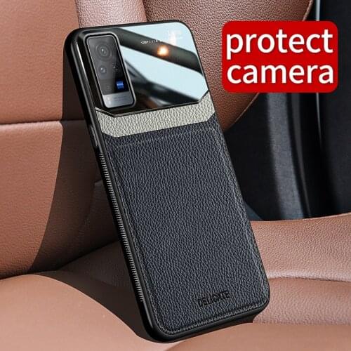 Uftemr Phone Case for Vivo X60 Pro Case Cover Grained Leather Back Case for Vivo X60 Y52s Iqoo 5 Pro Y20 S7 Cover Shell