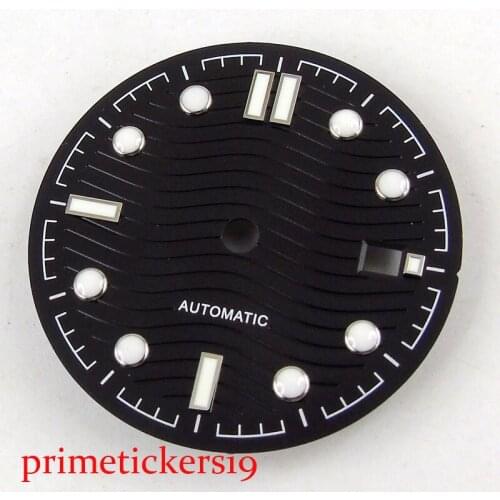 BLIGER 31mm blue/black no logo men watch dial with date window fit NH35 automatic movement
