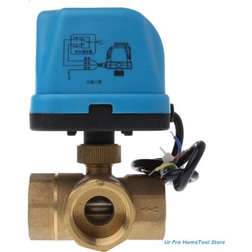 Electric Motorized Brass Ball Valve DN25 AC 220V 3 Way 3-Wire with Actuator M17E