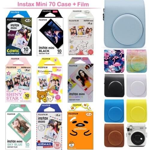Geniune Fujifilm Instax Mini Instant Color Film with Protective PU Leather Camera Case Bag for Fuji Instax Mini 70 Camera