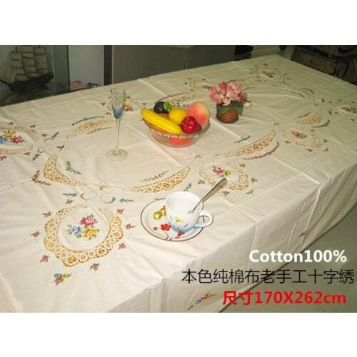 Cotton cross-stitch tablecloths old Shanghai hand-embroidered roses inlaid with hundreds of generations of beautiful bed covers