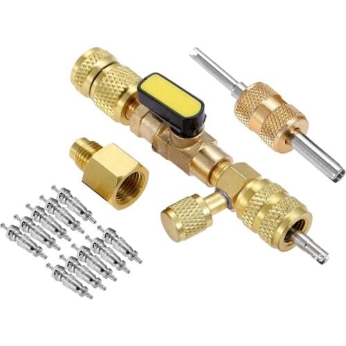 R410A R22 Dual Size SAE 1/4 5/16 Inch Port HVAC Valve Core Removal Installer Tool(No Gas Loss)