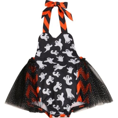 0-24M Newborn Baby Girl Sleeveless Backless Strap Tutu Skirted Romper Jumpsuit Outfits Halloween Clothes