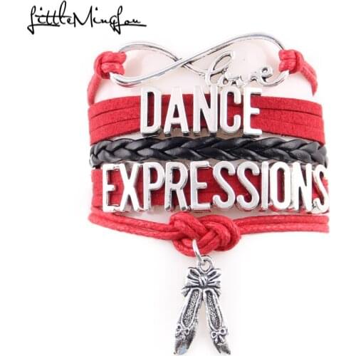Little MingLou Infinity love Dance Expression Bracelet dance shoe charm leather wrap men bracelets & bangles for Women jewelry