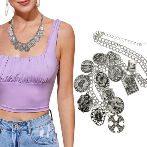 Patron Saint Medals Church Bible St. Benedict Catholic Cross Religious Prayer Charms Necklace God Virgin Vintage Statement Gift