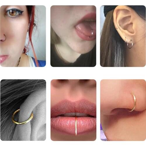 Metal Ear Circle Cartilage Lip Piercing Titanium Nose Ring Fake Seputm Nose Ring Black/Sliver/Gold Body Piercing Jewelry Unisex