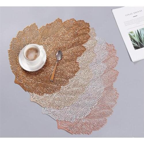 Multifunctional Heat Resistant Pvc Mat Leaf Pvc Non-slip Placemat Cup Coffee Table Mats For Home Decorative Table Pad